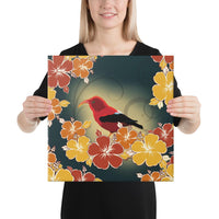 Honeycreeper Hibiscus Canvas 16x16 Canvas White - Polynesian Pride