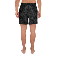 Polynesian Plumeria Mix Gray Black Men's Athletic Long Shorts - Polynesian Pride