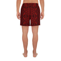 Polynesian Lauhala Mix Red Men's Athletic Long Shorts - Polynesian Pride