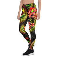 Tonga Polynesian Women Legging - Reggae Plumeria - Polynesian Pride