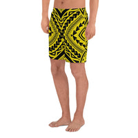 Polynesian Tradition Yellow Men's Athletic Long Shorts - Polynesian Pride