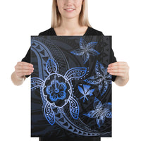 Kanaka Map Hibiscus Plumeria Turtle Art Blue Polynesian Canvas 16x20 Canvas Blue - Polynesian Pride