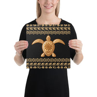 Hawaii Traditional Turtle Pattern Canvas 12x12 Canvas White - Polynesian Pride