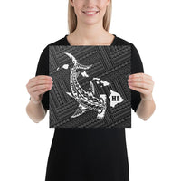 Hawaiian Map Hammerhead Shark Polynesian Canvas White 12x12 Canvas White - Polynesian Pride