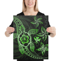 Kanaka Map Hibiscus Plumeria Turtle Art Green Polynesian Canvas 16x20 Canvas Green - Polynesian Pride