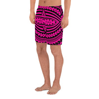 Polynesian Seamless Pink Men's Athletic Long Shorts - Polynesian Pride