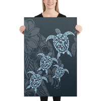Plumeria Polynesian Deep Sea Hawaii Turtle Canvas 24x36 Canvas White - Polynesian Pride