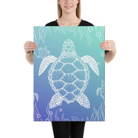 Turtle Gardiant Background Canvas 18x24 Canvas White - Polynesian Pride