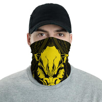 Hawaiian Bandana Wild Boar Kamapua'a Polynesian Neck Gaiter - Yellow Yellow One Size - Polynesian Pride