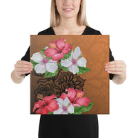 Hibiscus Flower Polynesia Canvas 16x16 Canvas White - Polynesian Pride