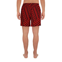 Polynesian Nation Red Men's Athletic Long Shorts - Polynesian Pride