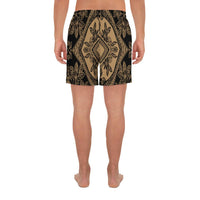 Polynesian Plumeria Mix Gold Black Men's Athletic Long Shorts - Polynesian Pride