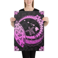 Hawaii Turtle Hibiscus Map Polynesian Pink Canvas 18x24 Canvas Pink - Polynesian Pride