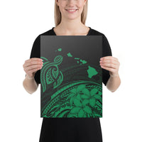 Hawaii Turtle Polynesian Map Plumeria Green Canvas 12x16 Canvas Green - Polynesian Pride