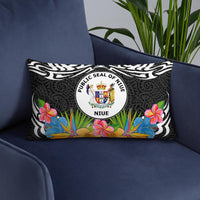 Niue Pillow - Coat Of Arms With Tropical Flowers - Polynesian Pride