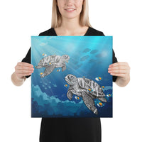 Turtle And Humuhumunukunukuapua'a Canvas 16x16 Canvas White - Polynesian Pride