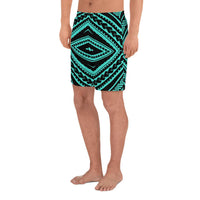 Polynesian Tatau Turquoise Men's Athletic Long Shorts - Polynesian Pride