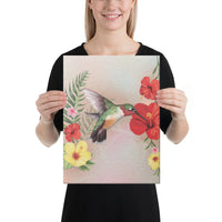 Hibiscus Bird Canvas 12x16 Canvas White - Polynesian Pride