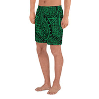 Polynesian Maori Lauhala Green Men's Athletic Long Shorts - Polynesian Pride