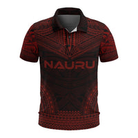 Nauru Polo Shirt Coat Of Arms Polynesian Chief Tattoo Red Version Unisex Red - Polynesian Pride