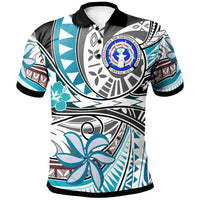 Northern Mariana Islands Polo Shirt Flower and Flow Unisex Blue - Polynesian Pride
