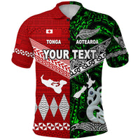 Custom New Zealand Tonga Polo Shirt Maori and Polynesian Together Green LT8 - Polynesian Pride
