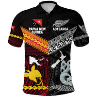 Custom New Zealand Papua New Guinea Polo Shirt Maori and Polynesian Together, Custom Text and Number LT8 - Polynesian Pride