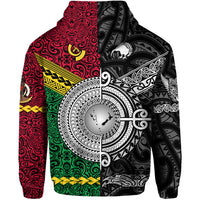 Custom Vanuatu New Zealand Zip Hoodie Together Black LT8 - Polynesian Pride