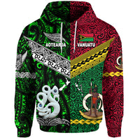 Custom Vanuatu New Zealand Hoodie Together Green, Custom Text and Number LT8 - Polynesian Pride