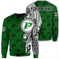 (Personalized) Hawaii - Pahoa High Tribal Kakau Sweatshirt - AH Unisex Green - Polynesian Pride