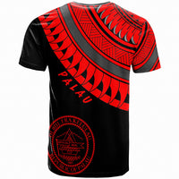 Palau Custom T Shirt Ginger Lei Red Pattern - Polynesian Pride