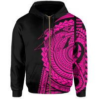 Hawaii Polynesian Zip Hoodie In My Heart Ryan Style Pink - Polynesian Pride