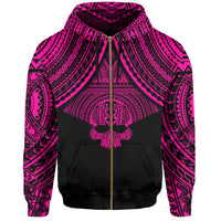 Polynesian Skull Hawaii Zip Hoodie Pink Circle Style - Polynesian Pride