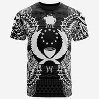 Pohnpei All T Shirt Pohnpei Flag Map Polynesian Tattoo White Black Unisex Black - Polynesian Pride