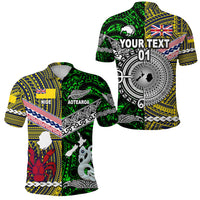 Custom New Zealand Niue Polo Shirt Maori and Polynesian Together Green, Custom Text and Number LT8 Unisex Yellow - Polynesian Pride