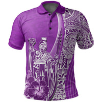 Hawaiian King Kamehameha Polo Shirt Vibe Purple Style LT6 Purple - Polynesian Pride