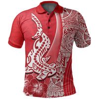 Hawaiian Shark Polynesian Polo Shirt Vibe Red Style LT6 Red - Polynesian Pride
