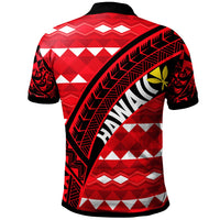 Hawaii Custom Polo Shirt Red Hawaiian Tribal Seamless Pattern - Polynesian Pride