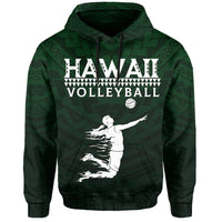 Polynesian Volleyball Sport Kakau Hawaii Hoodie Green - Polynesian Pride