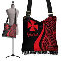 Wallis And Futuna Custom Personalised Boho Handbag - Red Polynesian Tentacle Tribal Pattern - Polynesian Pride