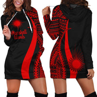 Marshall Islands Women's Hoodie Dress - Red Polynesian Tentacle Tribal Pattern Red - Polynesian Pride