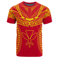 Hawaiian Kanaka Map Football Jersey T Shirt Red and Yellow Roger Style - Polynesian Pride