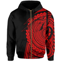 Hawaii Polynesian Zip Hoodie In My Heart Ryan Style Red - Polynesian Pride