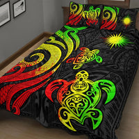 Marshall Islands Quilt Bed Set - Reggae Tentacle Turtle - Polynesian Pride