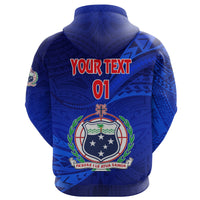 Custom Manu Samoa Rugby Zip Hoodie Unique Version Full Blue, Custom Text and Number - Polynesian Pride