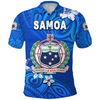 Manu Samoa Rugby Polo Shirt Unique Vibes Coat Of Arms Full Blue - Polynesian Pride