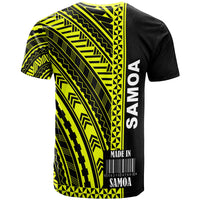 Samoa T Shirt Barcode Yellow Color - Polynesian Pride