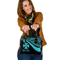 Wallis And Futuna Custom Personalised Shoulder Handbag - Turquoise Polynesian Tentacle Tribal Pattern One Size Turquoise - Polynesian Pride