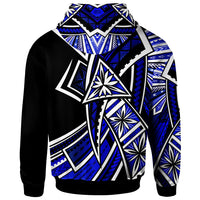 Tahiti Zip Hoodie Tribal Flower Special Pattern Blue Color - Polynesian Pride