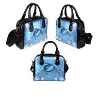 Hawaii Blue Turtle Flower Shoulder Handbag - Ocean Secret - AH - Polynesian Pride